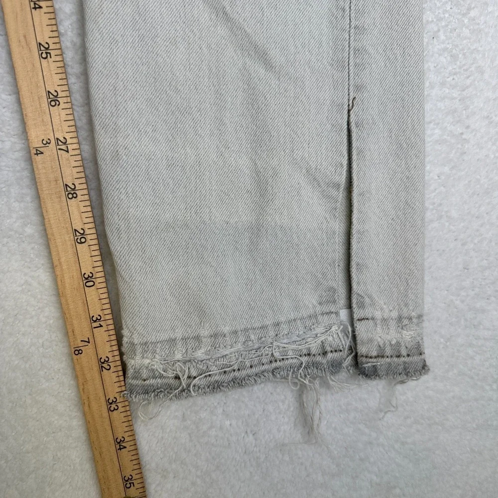 Levi's 501 Made‎ in USA Distressed Grey Wash Jeans W32 L34 Altered Raw Hem